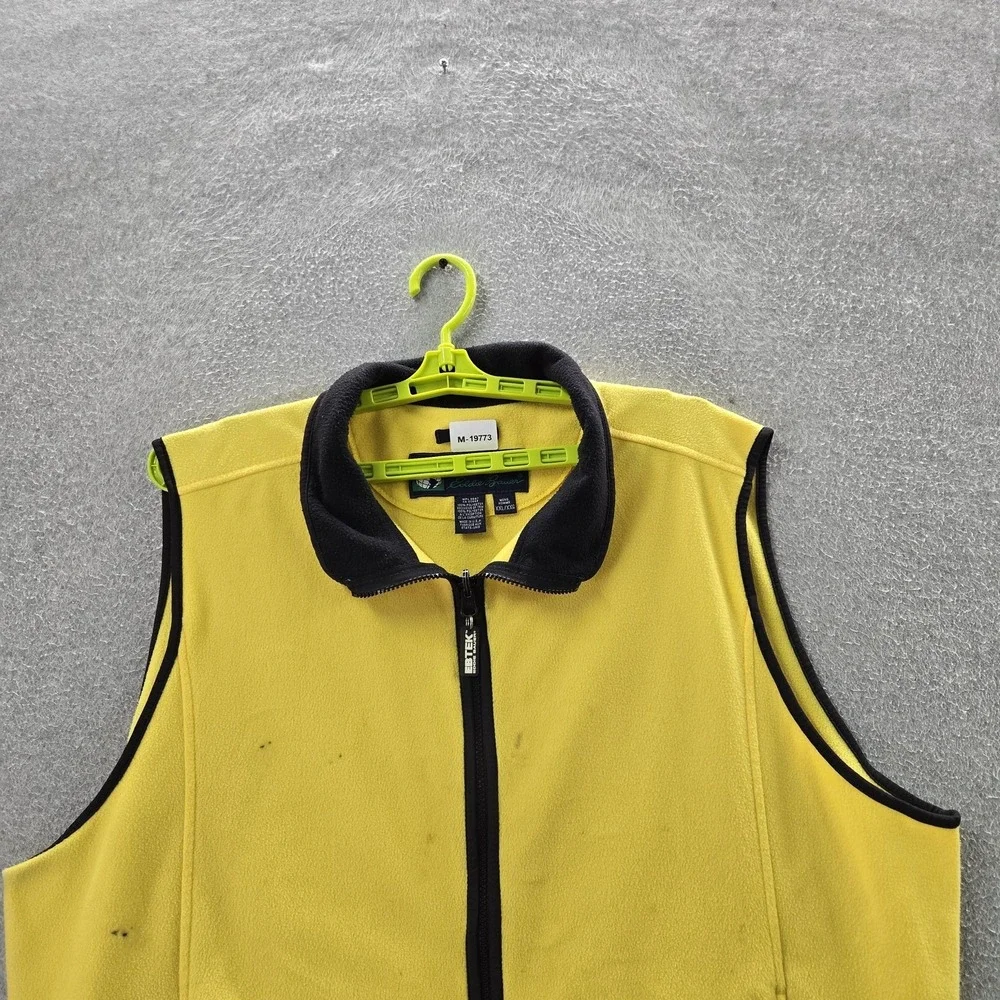 VINTAGE Eddie Bauer Men‎ Jacket 2XL Yellow Vest Fleece EBTEK Zipper